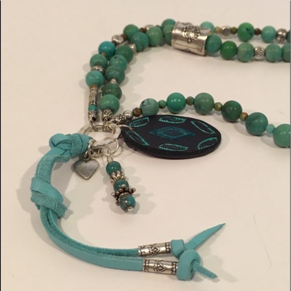 Handmade Genuine Turquoise and Hearts Hill Tribe Silver Bracelet, Sundance Style - Picture 5 of 8